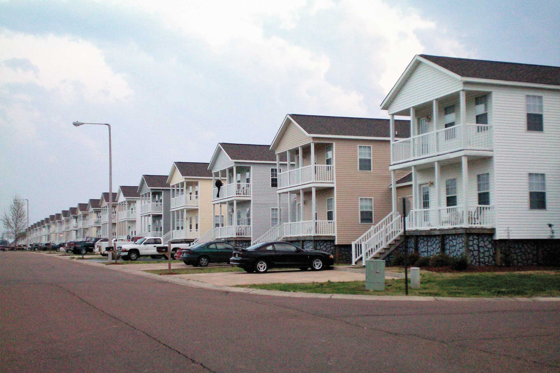 row of homes down street